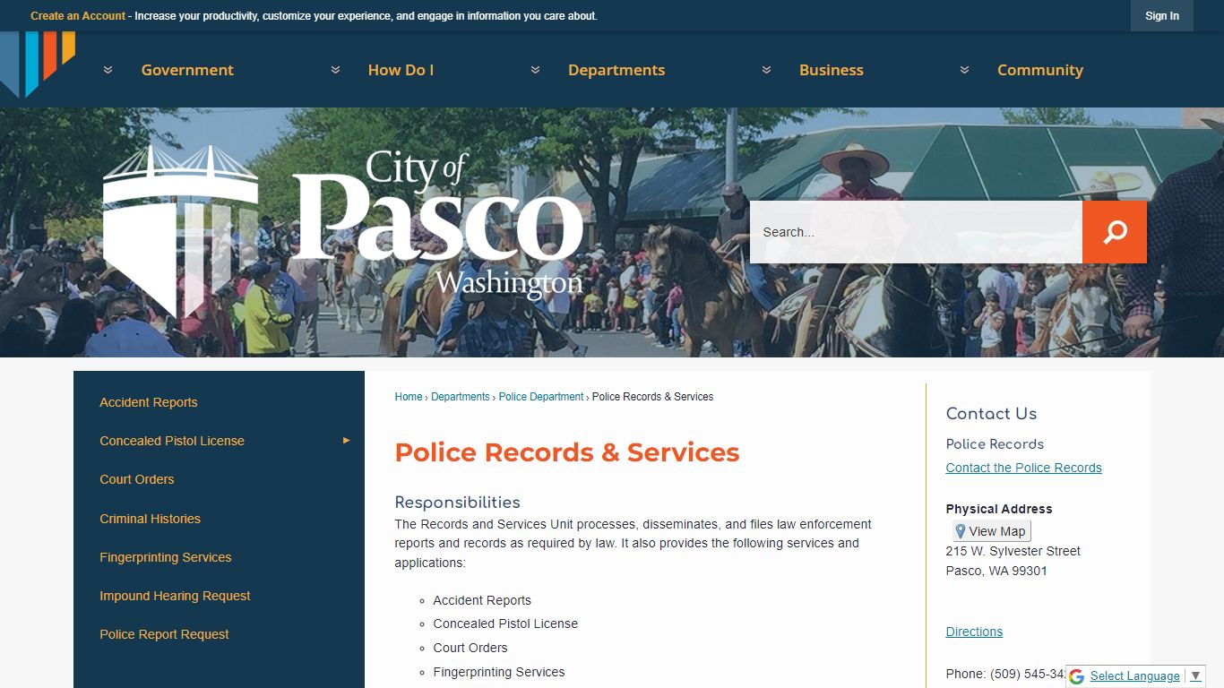 Police Records & Services | Pasco, WA - Official Website